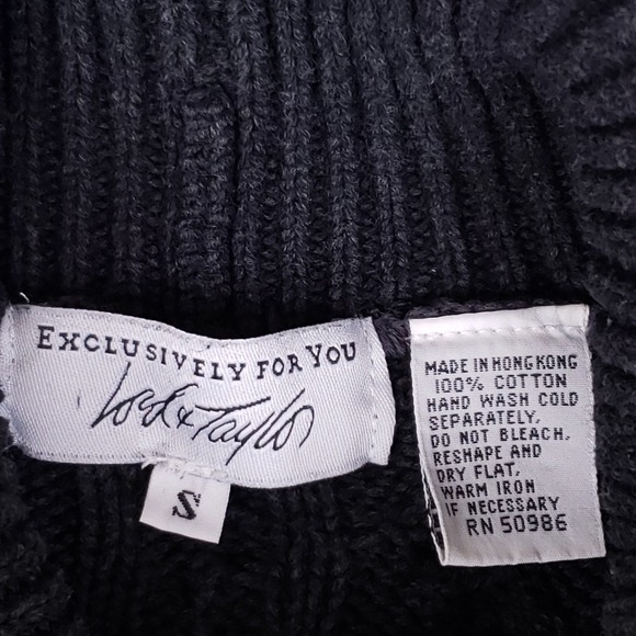 Lord & Taylor Fisherman Cable Knit Turtleneck Sweater Gray Small Vintage 90s - Picture 4 of 7